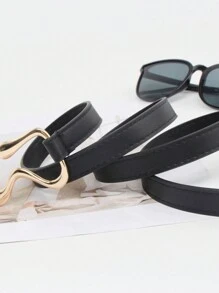 1pc Women Structured Buckle Fashionable Belt For Dress Decoration - Black - View 6