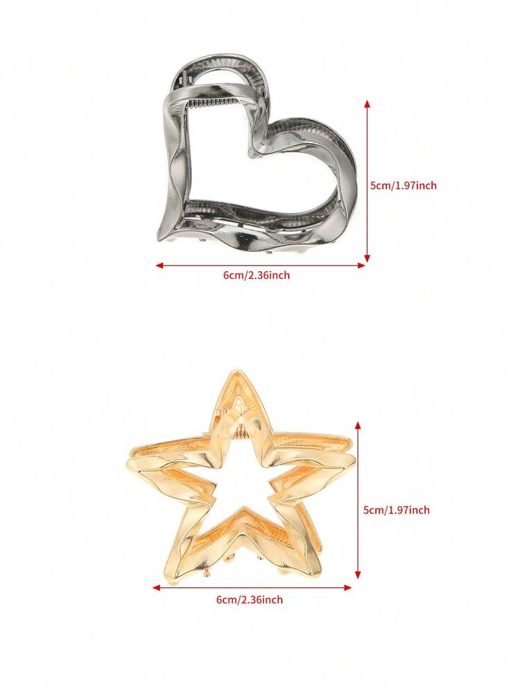 1 件，优雅复古优质多功能爪夹，纹理镂空心形设计发夹，女士女孩休闲派对户外装饰，礼物照片道具金色头饰情人节情人节发夹发夹发夹发夹发夹秋冬发饰女士度假装女士 - 彩色 - 查看 5