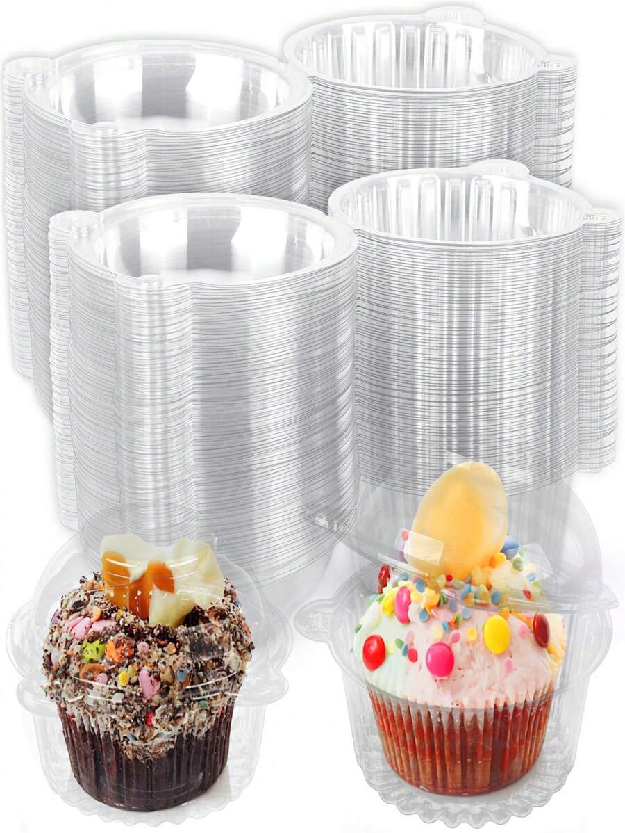 10/30/50/70/100pcs Paper Cupcake Boxes, Plastic Individual Cupcake Containers With Sealed Dome Lids, Suitable For Party Events - White - View 1