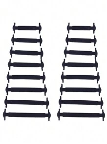 16 cái/gói Đàn hồi Silicone Dây giày , Buộc Dây giày , Creative Co giãn Ren Khép kín , Dễ Đến Giày dép - màu đen - Xem 1