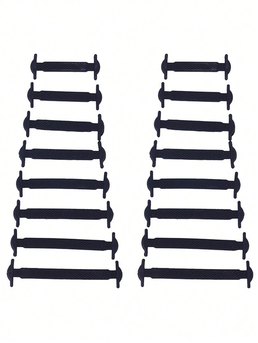 16 cái/gói Đàn hồi Silicone Dây giày , Buộc Dây giày , Creative Co giãn Ren Khép kín , Dễ Đến Giày dép - màu đen - Xem 1