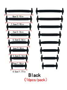 16 cái/gói Đàn hồi Silicone Dây giày , Buộc Dây giày , Creative Co giãn Ren Khép kín , Dễ Đến Giày dép - màu đen - Xem 2