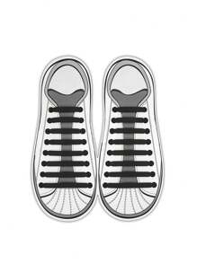 16 cái/gói Đàn hồi Silicone Dây giày , Buộc Dây giày , Creative Co giãn Ren Khép kín , Dễ Đến Giày dép - màu đen - Xem 5