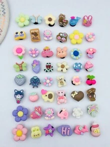 30pcs/Set Cute Cartoon Resin Bear & Flower Shoe Charms (Random Styles) - Multicolor - View 2