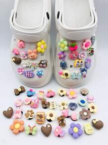 30pcs/Set Cute Cartoon Resin Bear & Flower Shoe Charms (Random Styles) - Multicolor - View 3