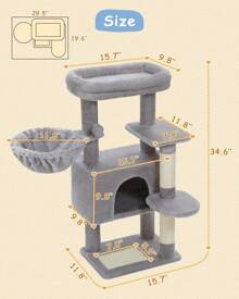 PAWZ Road Cat Tree 88cm For Indoor Cats Condo Cat House With Hammock Cave Cat Activity Center With Top Removable Bed