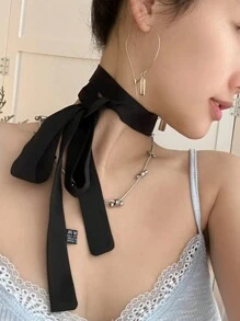 1 件装 夏季极简主义仿真丝围巾 辣妹窄版长飘带颈带 百搭领子 多功能围巾 围巾头巾、发带、头带 非常适合装扮你的造型 情人节 - 彩色 - 查看 11