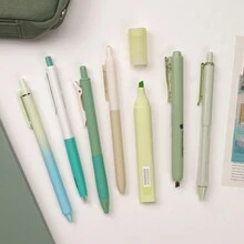 WRITECH Gel Pens Journaling Highlighters: Journal Set Aesthetic Assorted Pastel Color Ink 0.5mm Fine Point Retractable 0.7mm Black Pen Smooth Writing Drawing No Bleed 7ct - Green - View 6