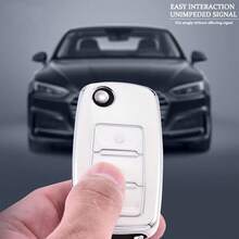 TPU Car Flip Key Case Cover Shell For   Polo Golf Passat Tiguan Beetle Caddy T5 Up Eos Skoda Octavia - White - View 5