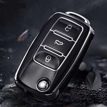 TPU Car Flip Key Case Cover Shell For   Polo Golf Passat Tiguan Beetle Caddy T5 Up Eos Skoda Octavia - White - View 8