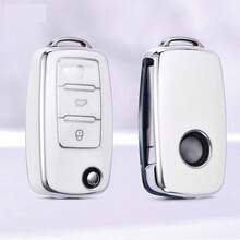 TPU Car Flip Key Case Cover Shell For   Polo Golf Passat Tiguan Beetle Caddy T5 Up Eos Skoda Octavia - White - View 7