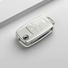 TPU Car Flip Key Case Cover Shell For   Polo Golf Passat Tiguan Beetle Caddy T5 Up Eos Skoda Octavia - White - View 1