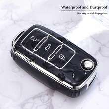 TPU Car Flip Key Case Cover Shell For   Polo Golf Passat Tiguan Beetle Caddy T5 Up Eos Skoda Octavia - White - View 6