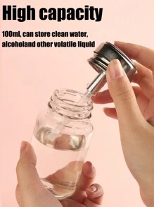 100毫升透明玻璃分装瓶，适用于指甲油和卸妆液，加厚空瓶，带锁扣按压式酒精泵，配不锈钢盖 - 彩色 - 查看 4