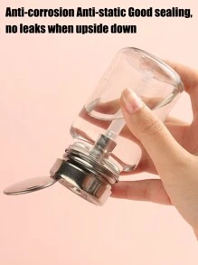 100毫升透明玻璃分装瓶，适用于指甲油和卸妆液，加厚空瓶，带锁扣按压式酒精泵，配不锈钢盖 - 彩色 - 查看 7