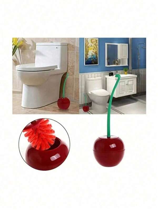 Cherry Toilet Brush, Long Handle Soft Bristle Toilet Brush For Home, Creative Plastic Cleaning Brush, Toilet Brush Set
