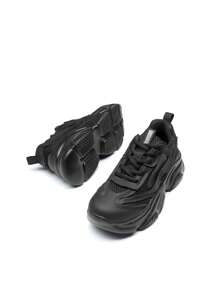 Women's Platform Chunky Fashion Sneakers Walking Lace-Up Comfortable Dad Sneakers Workout Sport Work Casual Tennis Shoes - màu đen - Xem 8