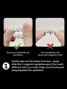 aHoneya 2对量子磁吸假睫毛，柔软磁吸式成对睫毛，上下睫毛均采用柔软磁吸设计，无需胶水，配有1个专用夹子，韩式可重复使用假睫毛 - 黑色 - 查看 5