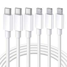 3 件/套 3.3 英尺（100 公分）/6.6 英尺（200 公分）長充電線,usb C Iphone 快速充電線 C 型充電線相容於 Iphone 14 13 Pro Max 12 12 Pro Max 11 11 Pro Max Xs Xr X 8 Ipad - 白色 - 查看 1