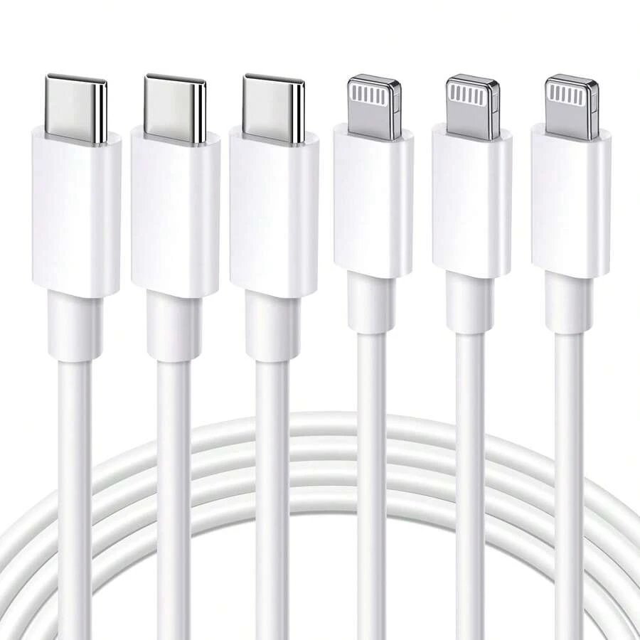3 件/套 3.3 英尺（100 公分）/6.6 英尺（200 公分）長充電線,usb C Iphone 快速充電線 C 型充電線相容於 Iphone 14 13 Pro Max 12 12 Pro Max 11 11 Pro Max Xs Xr X 8 Ipad - 白色 - 查看 1