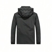 Men's Lightweight Windbreaker Jacket, Spring/Autumn Casual Stand Collar Jacket With Removable Hood For Outdoor Activities - Black - View 3