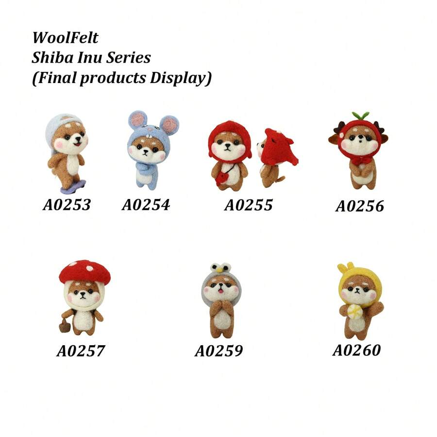 1袋標準版柴犬系列針織毛氈DIY材料套件（手機繩配件、小EVA工作臺、3根針、說明書），未完成的手工DIY - 彩色 - 查看 1