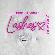 Lashes Neon Sign, Pink Neon Light Sign For Bedroom, Led Neon Sign Light For Wall Decor, Room Decor, Used For Eyelash Studio And Lash Salon Decoration - Pink - View 7