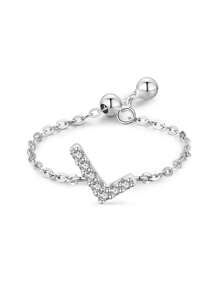 1pc S925 Sterling Silver A-Z Ring Women Ring For Women Daily Wear Fine Ladies Jewelry Gift Retro Party Women's Prom Wear - Silver - View 5