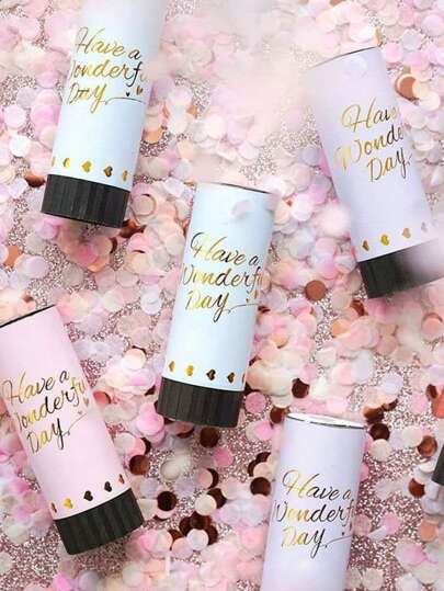 1pc Mini Portable Pink Handheld Confetti Shooter For Diy With Spring-Loaded Ejection, Multicolor Paper & Confetti For Birthday Party, Wedding, Mother's Day, Family Gathering Or Prop Gift