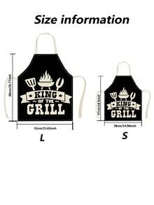 1pc Alphabet & Bbq Pattern Linen Apron For Kitchen Cooking Home Use