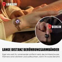 Totwoo Single Bracelet – Long Distance Relationship Bracelet For Couples | Smart Jewelry His And Hers Touch Bracelets For Couples(Work In Pairs) - 費加洛鏈/黑色 - 查看 2