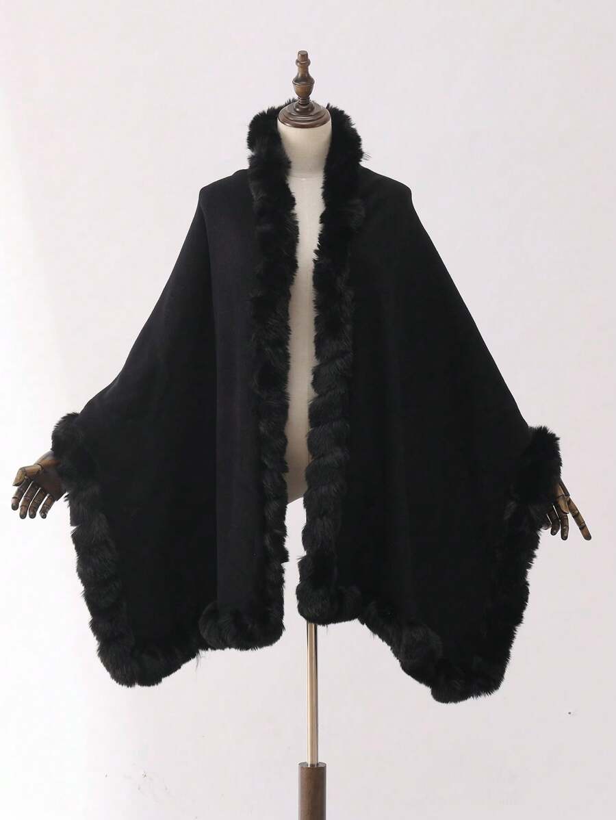 1件女士多色仿毛领柔软防风保暖时尚斗篷披肩，适合外出、聚会、派对、旅行、度假等场合。 - 多色四季披肩 - 查看 1