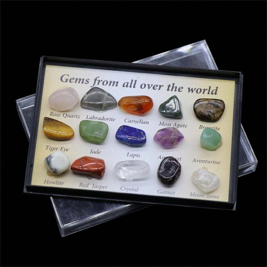 15 Kinds Mini Gemstones Including Agate And Crystal, Geological