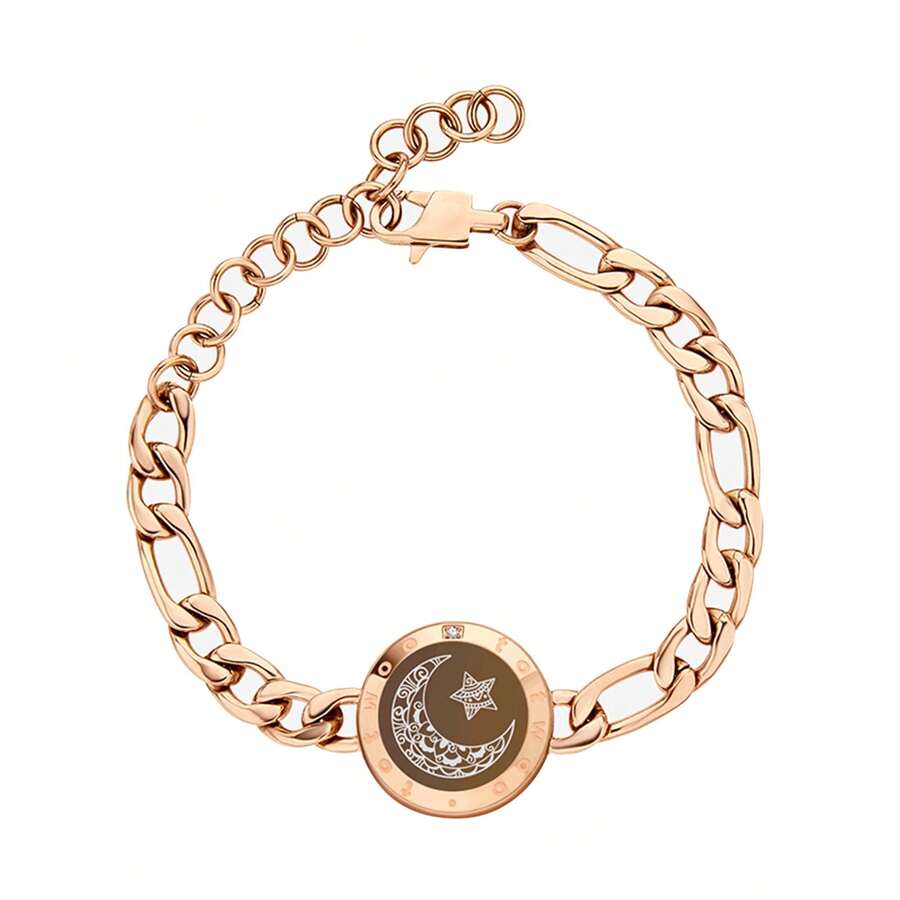Totwoo Single Bracelet – Long Distance Relationship Bracelet For Couples | Smart Jewelry His And Hers Touch Bracelets For Couples(Work In Pairs) - Figaro Chain/rose Gold - View 1