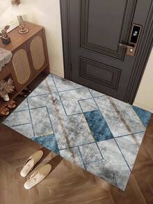 1入灰藍色水晶絨地毯,高端簡約風格,850g/m²,0.8cm厚度,矩形防滑可洗客廳地毯,適用於家居裝飾、床邊墊、房間裝飾 - 灰藍色 - 查看 5