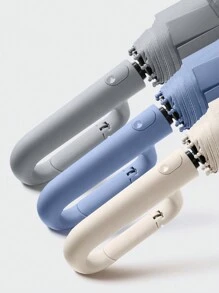 1 pieza Paraguas plegable automático con mango de gancho, portátil, anti-UV, paraguas de viaje con gran dosel para la escuela, oficina, hogar, refrescante en verano, playa, viaje