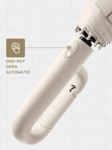 1 pieza Paraguas plegable automático con mango de gancho, portátil, anti-UV, paraguas de viaje con gran dosel para la escuela, oficina, hogar, refrescante en verano, playa, viaje