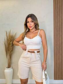 Women Shorts - Beige - View 3
