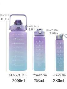 1 件 2l 或 750ml 或 280ml 大容量粉紅色漸層 Pc 水瓶運動健身便攜式吸管杯,適合家庭旅行戶外使用 - 紫色 - 查看 2