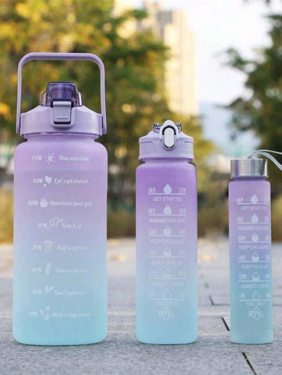 1 件 2l 或 750ml 或 280ml 大容量粉紅色漸層 Pc 水瓶運動健身便攜式吸管杯,適合家庭旅行戶外使用 - 紫色 - 查看 1