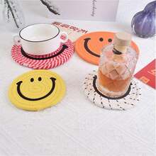 1入組卡通臉蟲蟲杯墊，防燙墊，鍋墊，織帶絕緣餐墊，碗墊 - 彩色 - 查看 3
