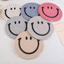 1入組卡通臉蟲蟲杯墊，防燙墊，鍋墊，織帶絕緣餐墊，碗墊 - 彩色 - 查看 5