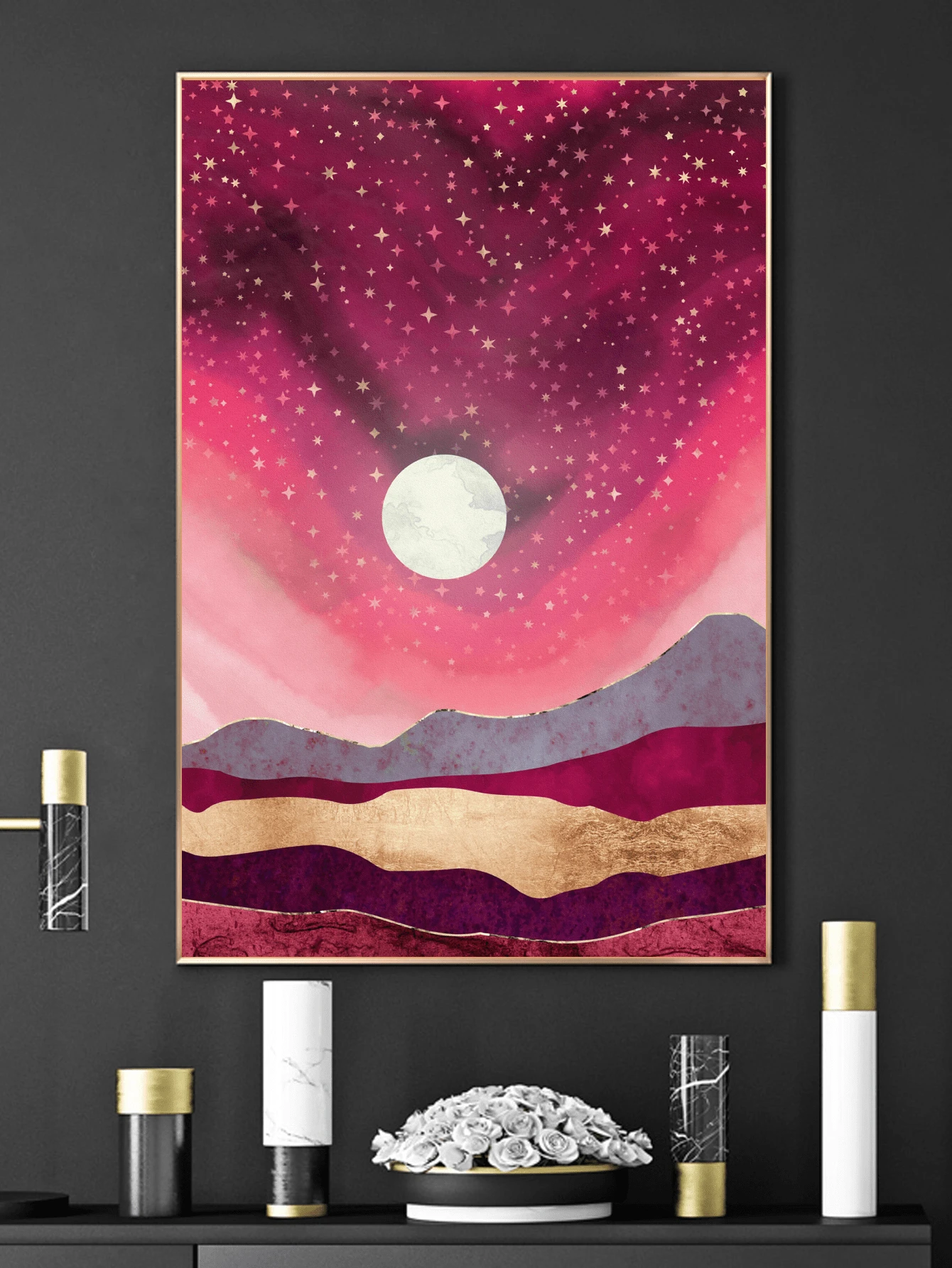 1個客廳裝飾品，藝術和色彩交織，打造夢幻場景，適用於餐廳、家庭辦公室牆壁裝飾，防水防油，無框畫最佳禮物 - 彩色 - 查看 1