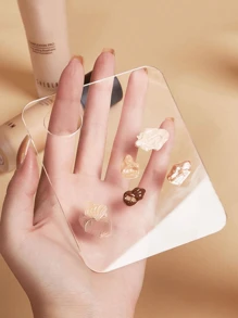 1 pieza Paleta de mezcla de maquillaje de acrílico transparente con espátula para herramientas de mezcla de maquillaje para base, sombra de ojos, pestañas, lápices labiales, arte de uñas (el producto solo incluye la paleta)