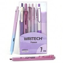 WRITECH Gel Pens Journaling Highlighters: Journal Set Aesthetic Assorted Pastel Color Ink 0.5mm Fine Point Retractable 0.7mm Black Pen Smooth Writing Drawing No Bleed 7ct - Purple - View 1