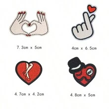 1入歐美風格時尚心形布貼,帶繡花自製衣著配件 - 彩色 - 查看 3