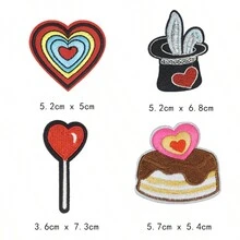 1入歐美風格時尚心形布貼,帶繡花自製衣著配件 - 彩色 - 查看 2