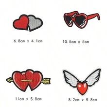 1入歐美風格時尚心形布貼,帶繡花自製衣著配件 - 彩色 - 查看 4