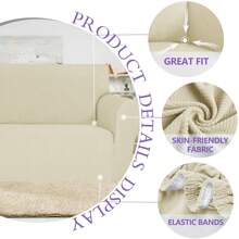 YSTYLE Sofa Cover 1/2/3/4 Seats With Armrests, Stretch Couch Cover, Heavyweight Winter Slipcover, Non-Slip Sofa Cover Washable - Beige - View 6
