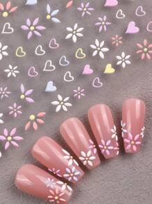 Summer To Autumn Themed Nail Art Stickers, Purple, Pink, Colorful Flowers, Petals, Vines, Ballet Floral Patterns, Suitable For Girls And Women DIY - Multicolor - View 3